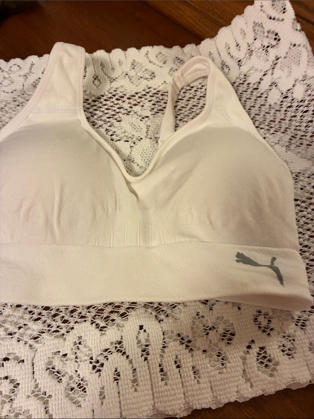 Puma White Seamless Light-Support Sports Bra